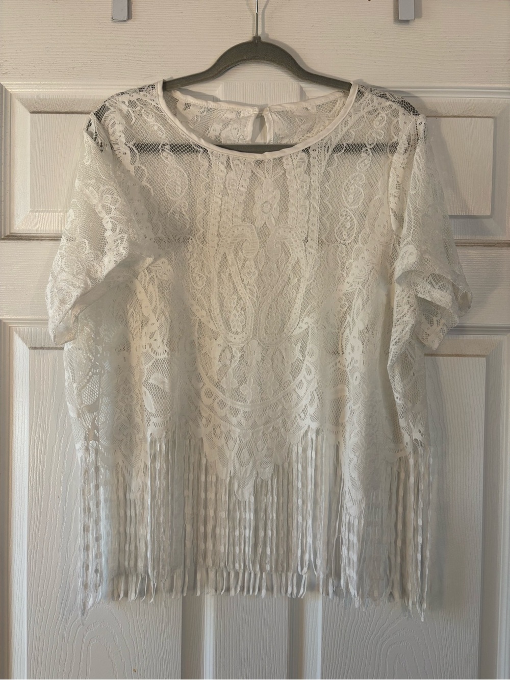 Lace top with fringe